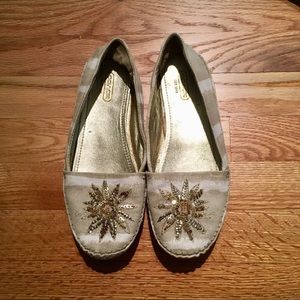 Coach Gold Embellished Canvas Shoes